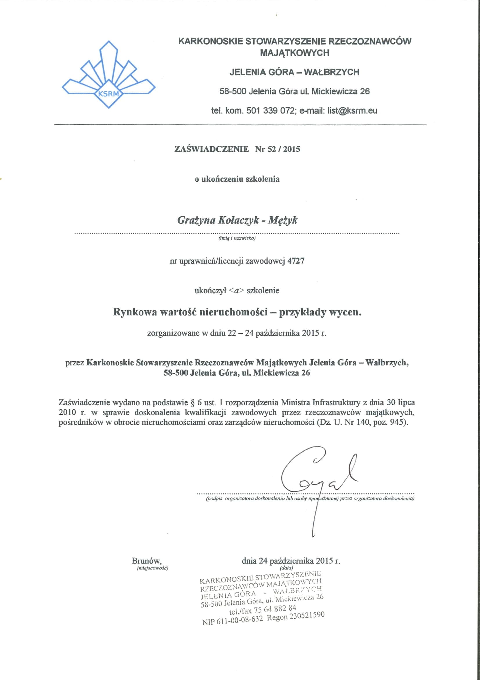 Rynkowa wartość nieruchomości przykłady wycen 2015.